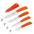 5" White Blade Orange Handle Sharp Ceramic Chef's Kitchen Knife, Laser Etching Logo Custom